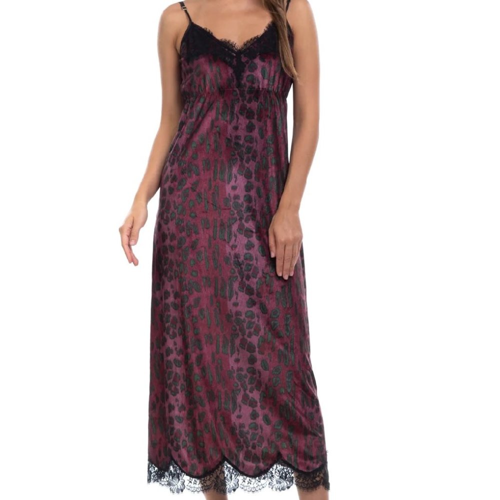 NWT Pink Memories Leopard Velvet Slip Dress